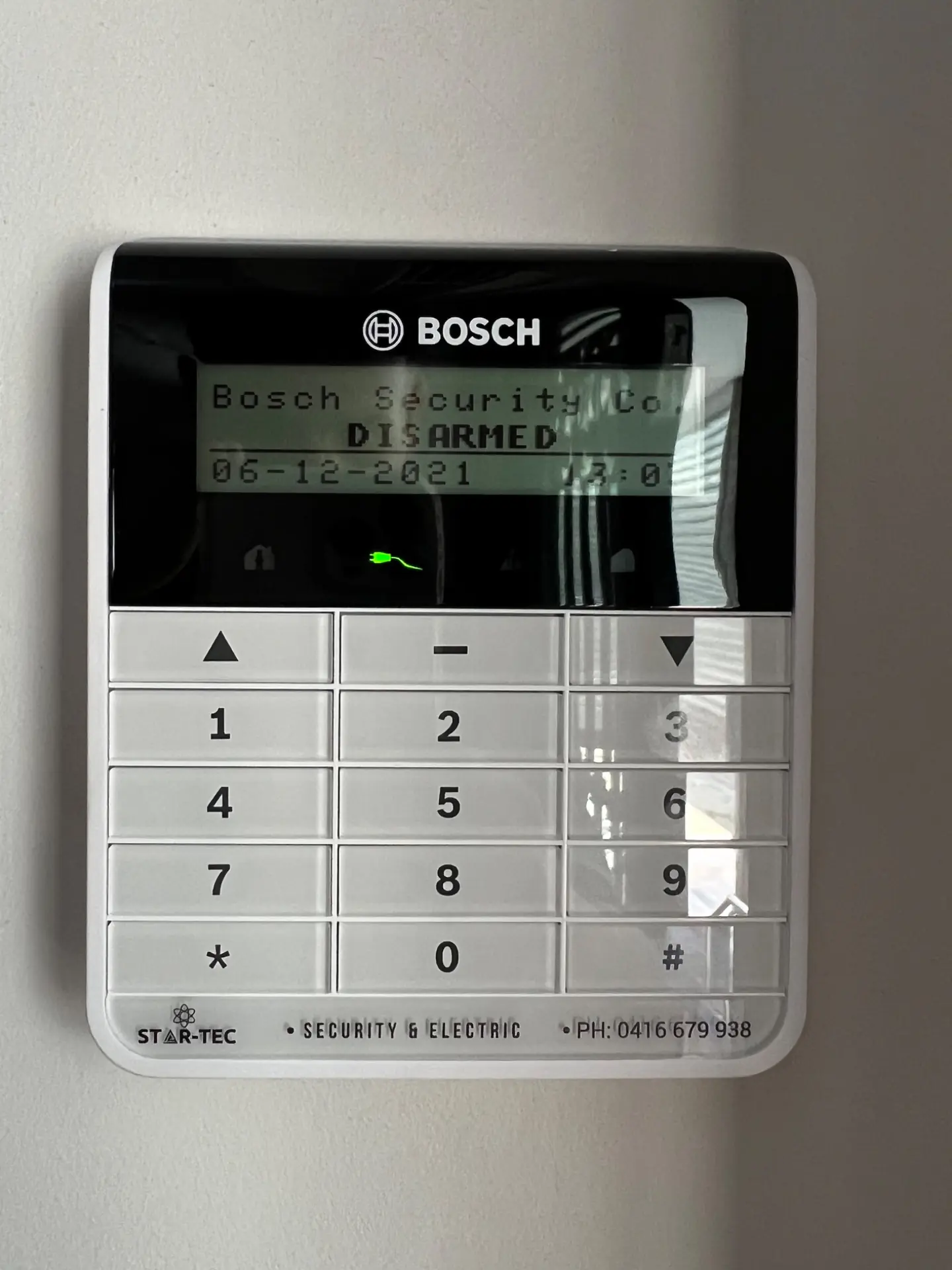 Bosch alarm keypad installed by STAR-TEC