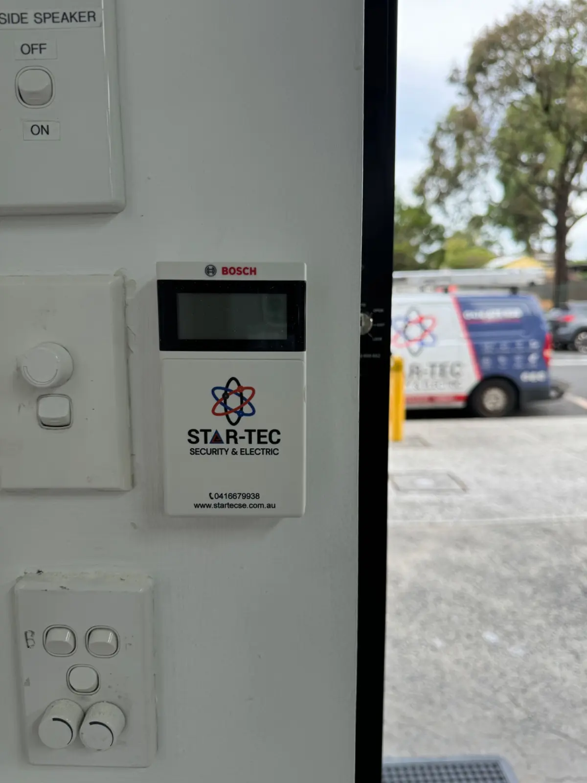 Commercial alarm keypad installed by STAR-TEC