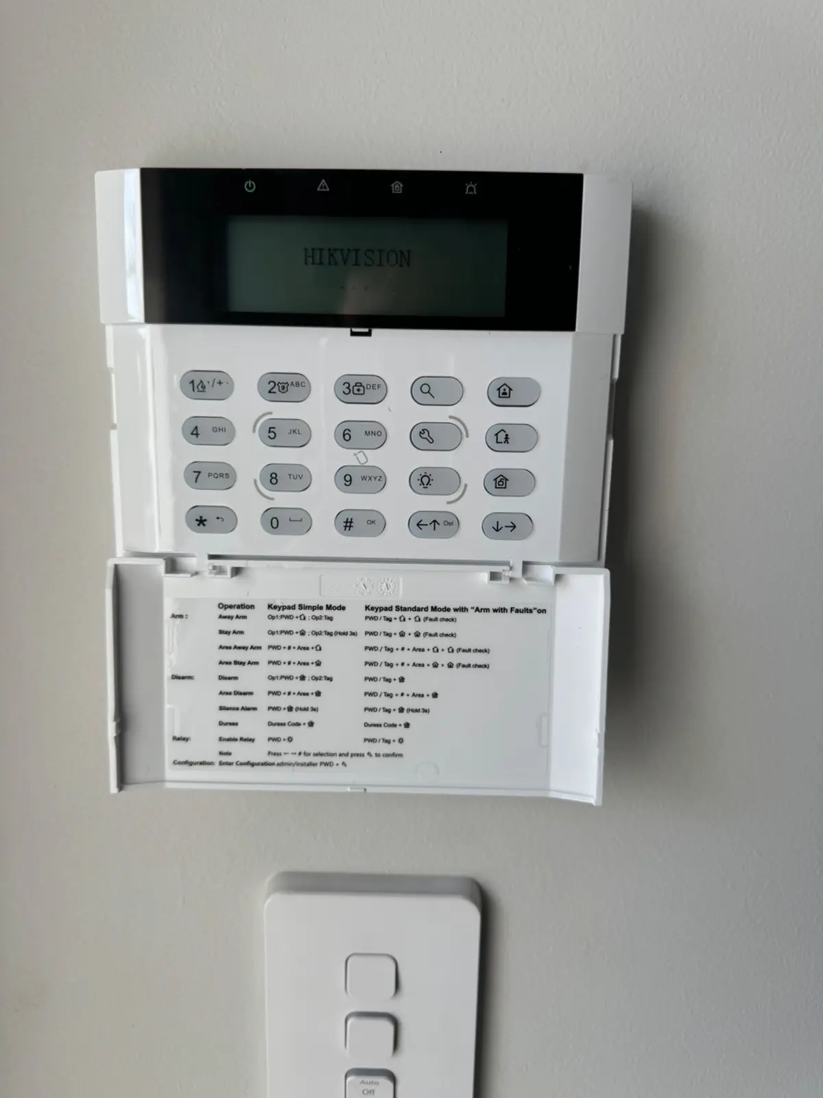 Residential alarm keypad installed by STAR-TEC