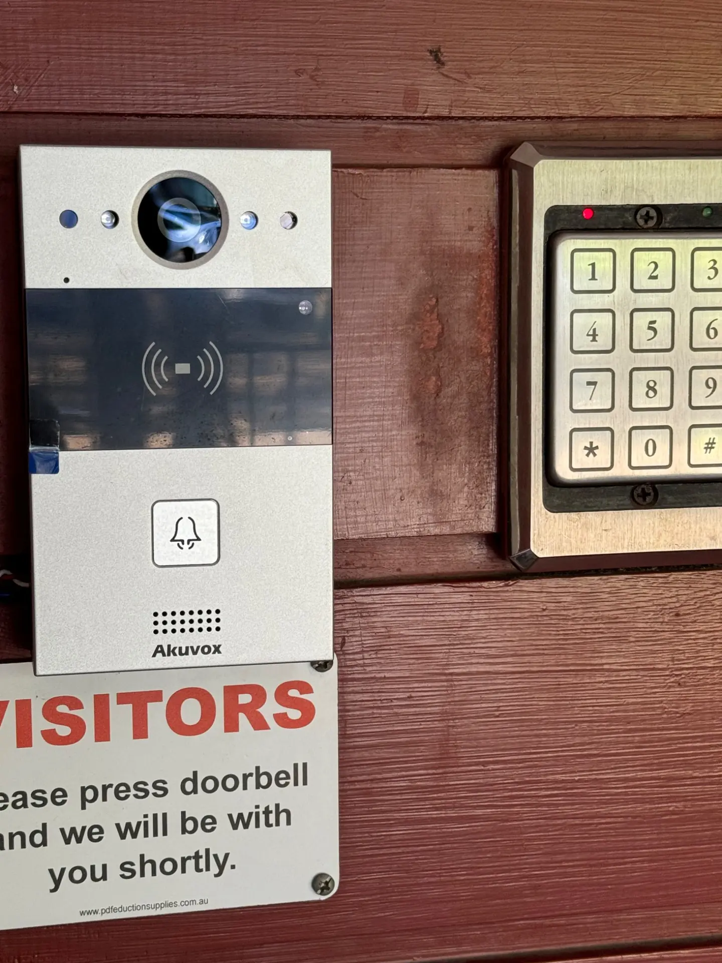 Visitor video intercom installed at a controlled entrance